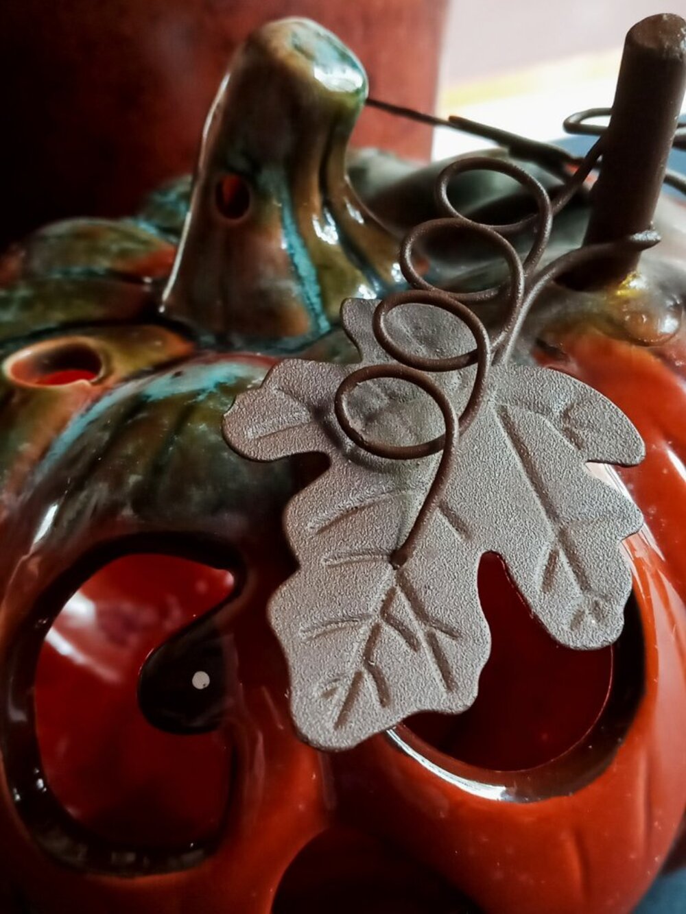 Halloween Pumpkin Jack-O-Lantern Ceramic Tealight Votive Candle Holder - Picture 8 of 16
